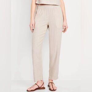 *NWT* Old Navy High-Waisted Linen-Blend Straight Ankle Pants in Flax Linen, XL